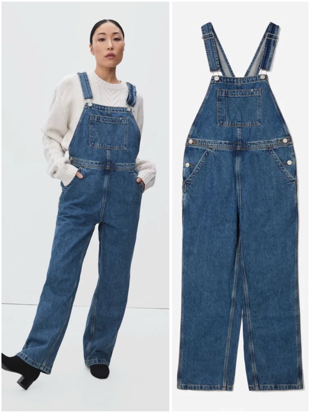 Everlane Denim Utility Overalls Medium Wash Blue Jean Jumpsuit XXS NWT